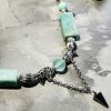 колье с амазонитом и нефритом