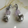 серьги с барочным жемчугом и розовым кварцем