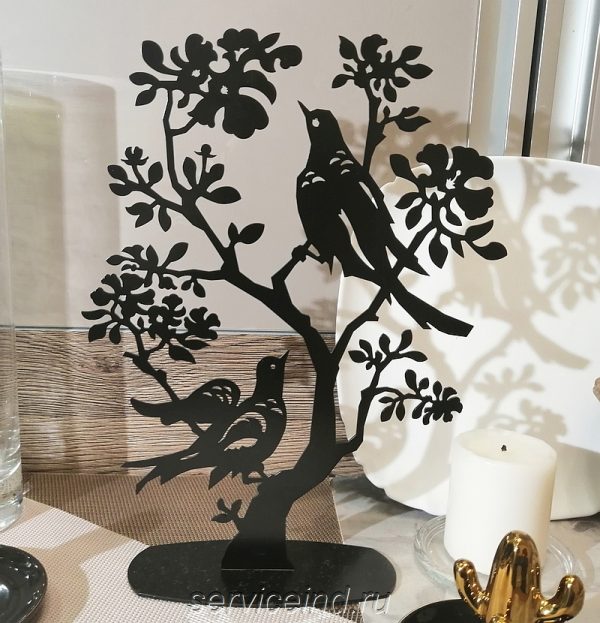 Декор дерево с птицами черное