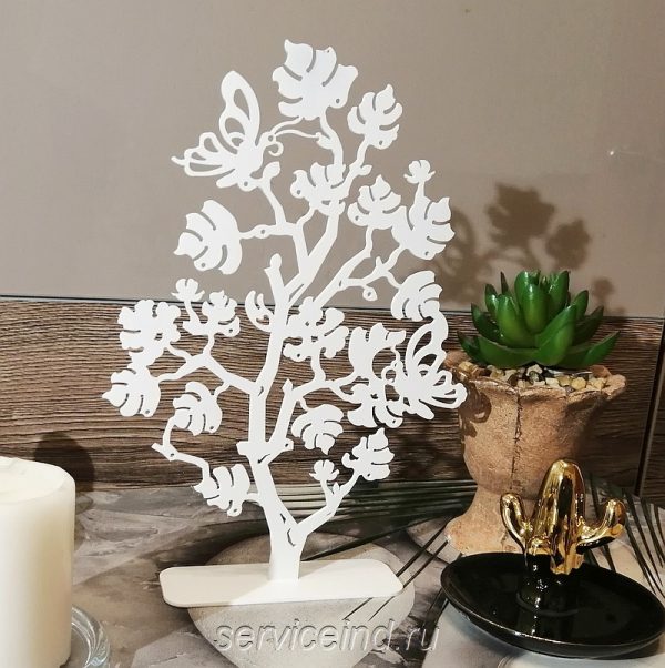 Декор дерево с бабочками белое