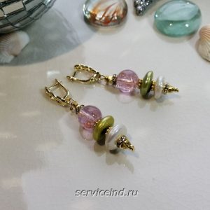 серьги с Муранским стеклом в позолоте