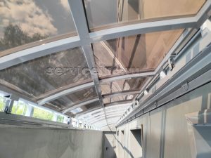 Каркас сдвижного навеса над приямком 